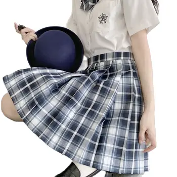 JK Uniformos Sijonas 2021 M. Pavasarį Naujas Japonų Grotelės Sijonas Aukštu Juosmeniu Klostuotas Sijonas Trumpas Sijonas Sijonas-line Sijonas Moteris Sijonai