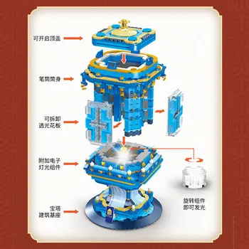 Kūrybinė Idėja Kinijos Žibintų Modelio Dizainą Rašiklio Laikiklis Statybiniai Blokai, Plytos, kurių Šviesos Vaikai Žaislų Kinijos Dovanos