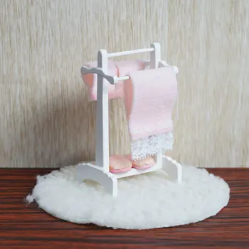 1:12 Miniatiūriniai Lėlių Baldai, Mini Rankšluosčių Džiovykla Modelio baltos spalvos Antklodė Modeliavimas Miegamasis PASIDARYK pats Apdailos Modelio Žaislas