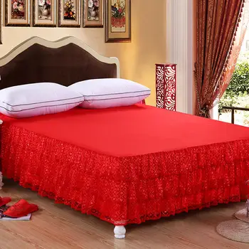 1/3pcs violetinė / smėlio nėrinių lova sijonas užvalkalas romantiška princesė patalynė lova padengti didelius