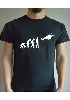 100 % Medvilnės Marškinėliai Vyrams Projekto Viršuje Juokinga Atspausdintas T-Shirt Evoliucija - Sraigtasparnio Pilotas Kalėdinių Pokštas Parodija Vyrų T-Shirt
