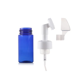 100ML skaidri/mėlyna/balta putų butelis su silicio putų teptuku masažo/valymo/PUTĖSIAI /veido putos odos priežiūros pakavimo