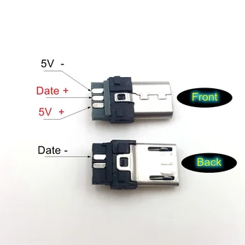 10Sets/Daug Surinkti Micro USB 2.0 Male Kištukas 5P Suvirinti Kištukas 