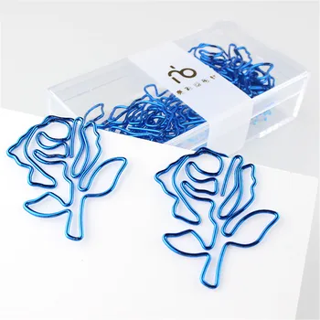 10vnt/box Blue Rose Gėlių Formos Popieriaus sąvaržėlės pieno stiklo Žymų Foto Memo Bilietų Įrašą Kanceliarinės prekės mokyklinės prekės, Dovanos