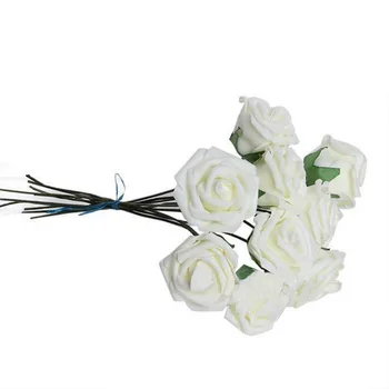 10vnt/daug 7cm Galvos PE Rožių Putų Gėlių Puokštė Kreminės Baltos spalvos Dirbtinių Rožių Žiedų decoracion para bodas