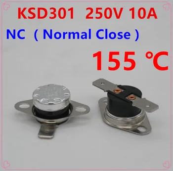 10vnt KSD301 155 Laipsnių Celsijaus 155 C Normal Close NC Temperatūra Kontroliuojama Jungiklis, Termostatas 250V 10A Šilumos Raštas