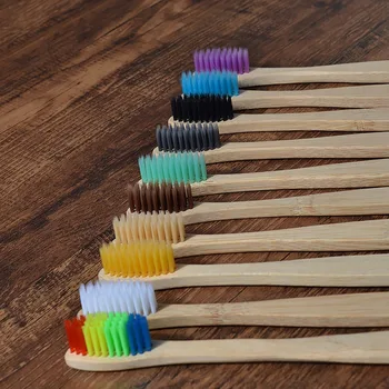 10vnt Naujas Mišrios Spalvos Bambuko dantų šepetėlį Ekologinio Draugiškas medinių Dantų Šepetėliu Soft bristle Patarimas Anglis Suaugusiųjų Burnos Priežiūros Toothbrush1
