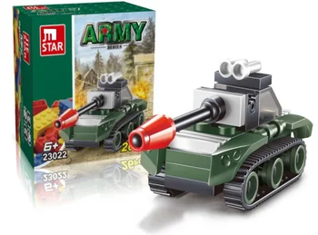 10vnt STA23022 Apšviesti švietimo blokai žaislai armijos tankai 