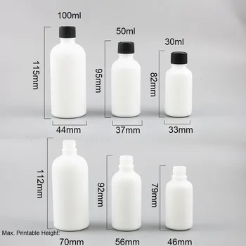 12 X 30ml Daugkartiniai Natūralios Baltos spalvos Stiklo Butelis Su Juoda Polyseal (Kūgio)Pamušalu Uždarymo 1oz Balta Kosmetikos Konteineriai