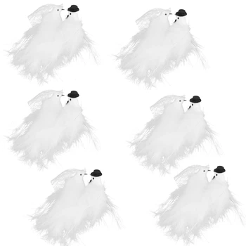 12pcs/set Baltos Putos Balandžiai Mielas Mažas Dirbtinių Plunksnų Paukštis Foto Rekvizitai Namų Stalo Sodo Bonsai Vestuvių Parduotuvė Dekoro