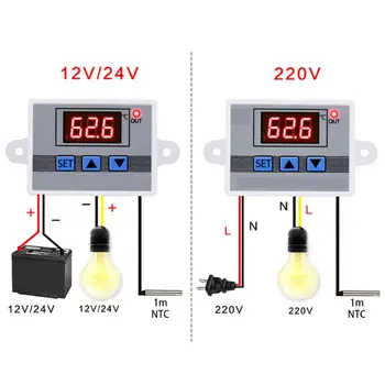 12V 24V 220V W3002 Skaitmeninis Temperatūros Reguliatorius 10A LED Termostato Reguliatorius 35ED