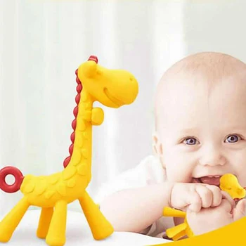 1pc Naujovė Kūdikių Dantis, Kad Gelsvai Molinis Lazdele Žirafa Įkąsti Safty Kūdikių Teether Žindukas Animacinių filmų Kramtyti Slaugos Saugos Silikono