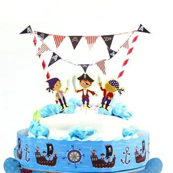 1pc Princesė Piratų Dinozaurų Temą Cupcake Topper Animacinių filmų Tortas Vėliavos Banner Vaikai, Berniukas ir Mergaitė Gimtadienio Baby Shower Pyragas Apdaila