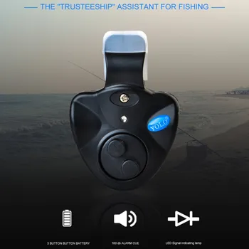 1pc Žvejybos Elektroninių LED Šviesos Žuvų Bite Garso katilėlis Klipą meškere Juoda Reikmenys, Žvejybos reikmenys