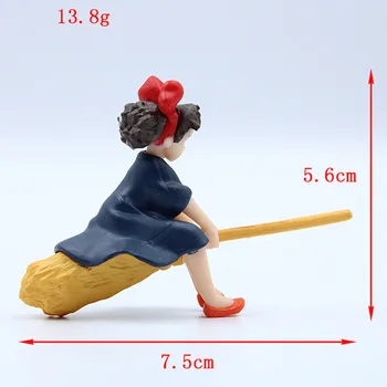 1pcs 7.5 cm Mielas Studio Ghibli Hayao Miyazaki Kiki ' s Delivery Service Kiki Sėdėti Ant Šepečio Skristi Veiksmų Skaičius Žaislas