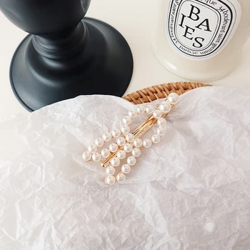 1Pcs Korėja Mados Perlų Plaukų Įrašą Elegantiškas Barrettes Moterų ir Mergaičių Derliaus Pearl Žiedai plaukų segtukai, Plaukų Aksesuarai