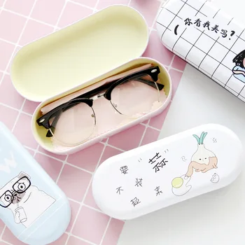 1pcs Korėja švarus šviežios alavuotoji skarda akiniai, dėžutė moterų animacinių filmų kūrybos studentų akinius saugojimo langelį siųsti akinius medžiaga