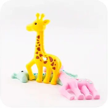 1pcs Maisto kokybės Silikono Kūdikių Teether Žindukas Pakabukas Žirafa Kramtyti Silikono Granulių Elnias Lazdele Biter Vaikams, Produktai, Žaislai