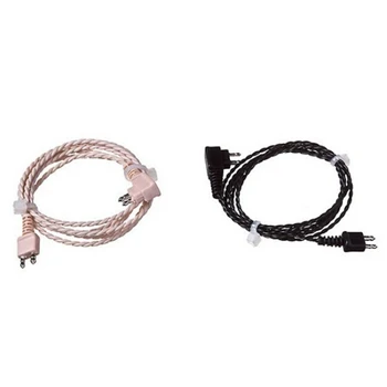 1PCS Universalus 2pin Adapterio Kabelį Klausos Imtuvas Kišenėje Laidas Standartinis Maitinimo kabelis Juoda/Smėlio