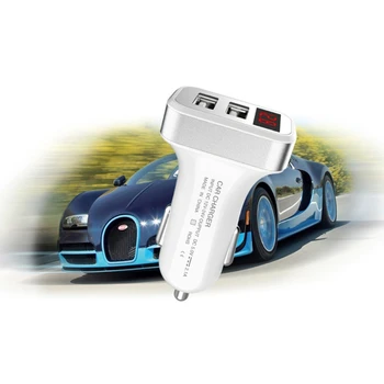 2.1 Dual USB Skaitmeninis LED Įtampos Srovės Ekranas Automobilinis Įkroviklis Adapteris Telefono 28GE