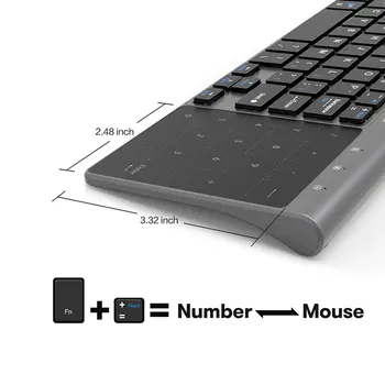 2.4 Gh Belaidės Mini Klaviatūra Su Skaičių Touchpad Pele Plonas USB Skaičių Klaviatūra, skirta 