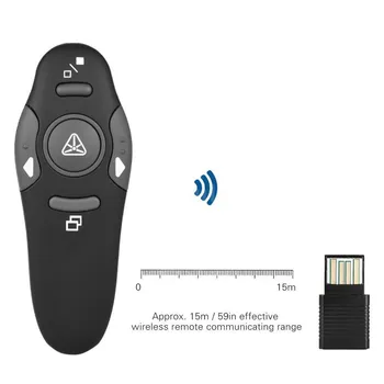 2.4 GHz Wireless Presenter Raudonojo Lazerio Patarimų Pen USB Imtuvas RF Nuotolinio Valdymo Puslapis Ruožtu PPT 