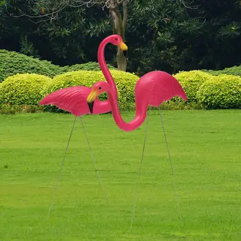 2 Vnt/Set Flamingo Statula Lauko Sodo Dekoro Flamingo Sode Dirbtinės Rožinė/Raudona Festivalio Sodo Vejos Meno Ornamentais