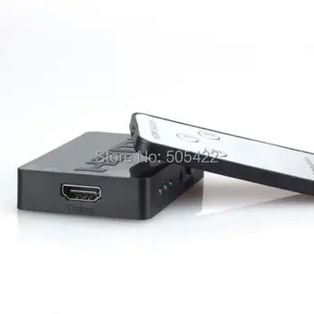 200pcs/daug naujų 3x1 MINI HDMI Splitter 3 Port Hub Langelį Automatinis Jungiklis 3 In 1 Out Switcher 3D 1080p HD 1.4 Su Nuotolinio Valdymo