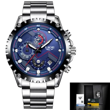2018 LIGE Žiūrėti Vyrų Mados Sporto Kvarcinis Laikrodis, Mens Watches Top Brand Prabangių Verslo Vandeniui Žiūrėti Relogio Masculino relojes