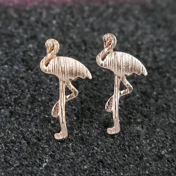 2018 Naują Atvykimo Mielas Gyvūnų Stud Auskarai Flamingo Žalvario ausies smeigės Moterų Mergina Gimtadienio Papuošalai Dovanos Kietas Auskarai
