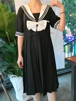 2019 Japanese Lolita Cute Juoda Suknelė Moterims Rudenį Harajuku Gotikos Saldus Lankas Nėrinių Vestidos Derliaus Laisvas Mergaites Kawaii Mini Suknelė