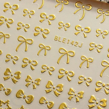 2019 kurti Naujų 3D Aukso Bowknot Širdies Nagų Dailės Patarimai Dekoro Smeigės Lipduką 
