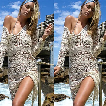 2019 vasaros baltos spalvos nėrinių paplūdimio suknelė matyti per maudymosi kostiumėliai paplūdimio drabužiai bikini padengti iki seksualus maudymosi kostiumėliai