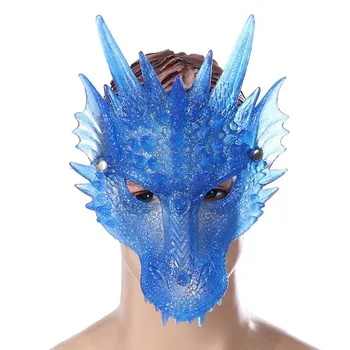 2020 4D Blue Dragon Mask Pusę Veido Kaukė Helovinas Kostiumas Šalis Papuošalai Minkštas Cosplay Baisu Helovinas Kaukė Vaikams, Paaugliams!