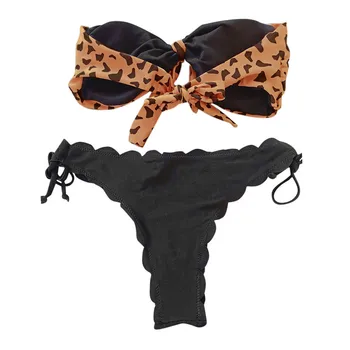 2020 m. Moteris Seksuali Priekiniai Nėrinių Kaklaraištis Stebėjimo Leopard Bikini maudymosi kostiumėlį, maudymosi Kostiumėliai, Dviejų dalių Diržas Bikini Komplektas купальник