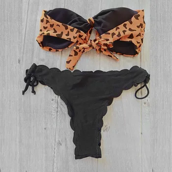 2020 m. Moteris Seksuali Priekiniai Nėrinių Kaklaraištis Stebėjimo Leopard Bikini maudymosi kostiumėlį, maudymosi Kostiumėliai, Dviejų dalių Diržas Bikini Komplektas купальник