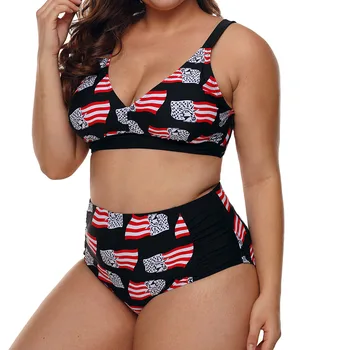 2020 m Seksuali Moteris Aukštos Juosmens, Kaklo Bikini Maudymosi 3XL Plius Dydis Plaukti Dėvėti Maudymosi Kostiumą Spausdinti Biquini Dviejų dalių maudymosi Kostiumėliai maudymosi kostiumėlį