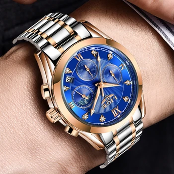 2020 Naujas Prabangus Aukso Vyrai Laikrodžiai Top Brand LIGE Nerūdijančio Plieno, atsparus Vandeniui Kvarco Žiūrėti Vyrų Mados Verslo, Sporto Laikrodis