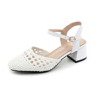 2020 naujas vasaros moterų batai aukštakulniai Mados balti medvilniniai aukšto kulno sandalai Plius Dydis išpjovą Romos sandalai
