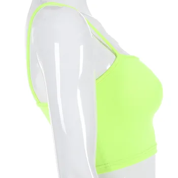 2020 Neon Streetwear Moteris Fluorescencijos Spalva Trumpas Rasos Bamba Camisole Seksualus Viršūnes Treniruotės Bralette Streetwear JS0188