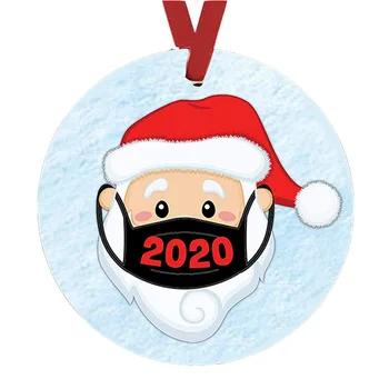 2021 4in Kalėdų Papuošalai PET Papuošalai kaukė Santa Sąlyga Rankų darbo Šeimos laimingų naujųjų metų Kalėdų Medžio Apdaila