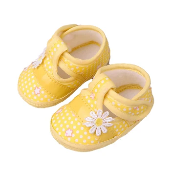 2021 Kūdikių Bateliai Gėlių Spausdinti Mados Anti-Slip Prewalker Minkštas Patogus Soled-Batai Vaikams Geltona/Mėlyna/Rausva