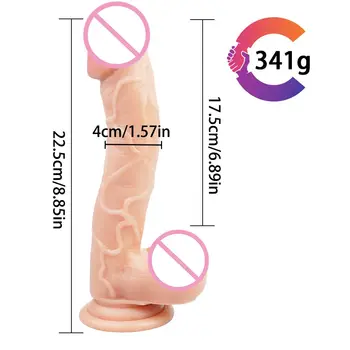 22.5*4cm 341g Tikroviškas Dildo minkštas Didelis Penis Su siurbtuko Sekso Žaislai Moters Moterų Masturbacija Analinis Masturbator
