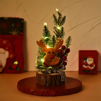 25cm Kalėdų Mini Medis Darbalaukio Atmosfera Išdėstymas Vazoninių Augalų KALĖDŲ Dekoro Festivalio Atmosferą Arenoje Lentelė, kurioje Su Šviesos