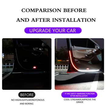 2VNT Automobilių stiliaus Raudona-balta LED Streamer Durų Kovos su Susidūrimo Perspėjimo Lemputė Sveiki Dekoratyvinės Šviesos Diržas Automobilio Duris Atmosfera Lempos
