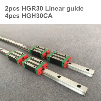2vnt linijinis vadovas geležinkelių HGR30 - 900 950 1000 1050mm su 4pcs linijinis bendrosios vežimo HGH30CA / HGW30CA CNC dalys