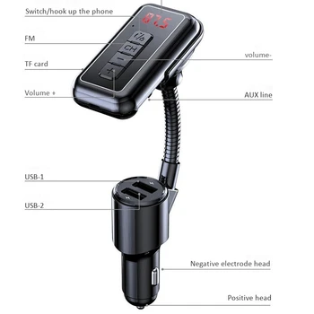 3 1. Automobilinis Mp3 Grotuvas Bluetooth 5.0 FM Siųstuvas & Imtuvas Dual USB Įkroviklis laisvų Rankų įrangą Automobilio Audio Adapteris
