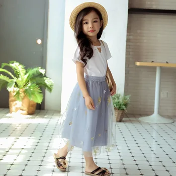 3-16 metų amžiaus paauglių mergaičių china star modelis tiulio Sijonas korėjos stiliaus Vaikams vidurio blauzdos ilgis Mielas Sijonas 2019 m. vasarą big Girl Drabužiai