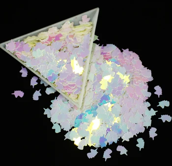 30g~500g, 8mm Vienaragis Formų Blizgučiai, Vaivorykštės spalvų Vaivorykštė Šviečia Skiltelės 3D nagų dailė glitters paillettes#S131