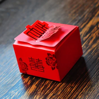 30pcs/daug Kinų Stiliaus Popieriaus Langelį, Vestuvių Kartono Saldainiai talpinimo Raudona Organizatorius Įvykis Šalies Prekių Ravėjimas Dovanų Dėžutės